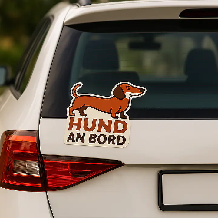 Dackel HUND AN BORD Autoaufkleber – Retro Tiermotiv - Master