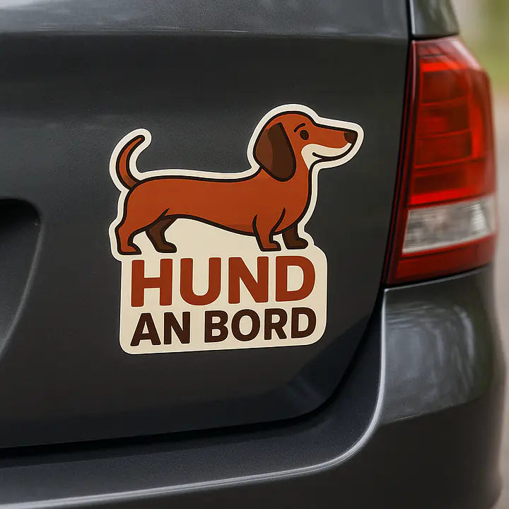 Dackel HUND AN BORD Autoaufkleber – Retro Tiermotiv - Master