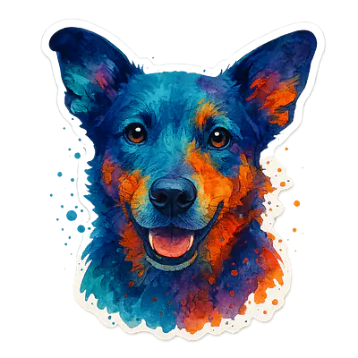 Bunter Hundeporträt Tieraufkleber – Aquarelloptik primary image