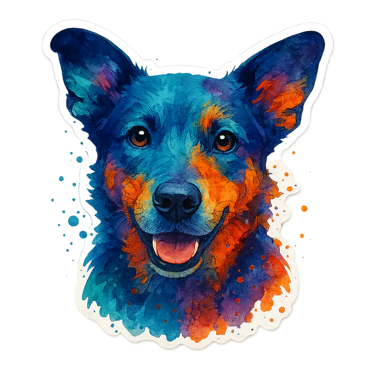 Colorful Dog Portrait Animal Sticker – Watercolor Style - Master