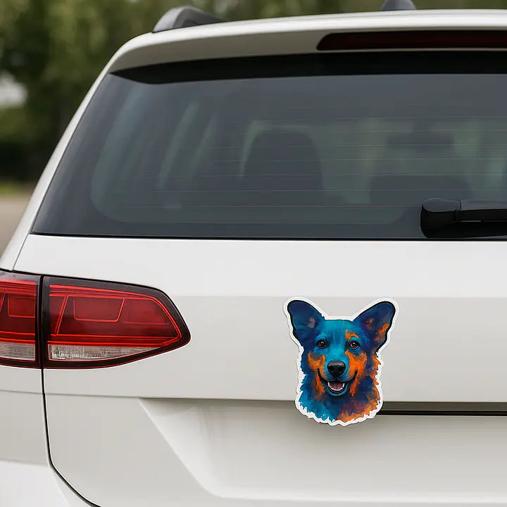 Colorful Dog Portrait Animal Sticker – Watercolor Style - Master