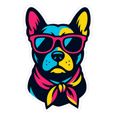 Tieraufkleber Cooler Hund mit Sonnenbrille – Pop-Art Cartoon primary image