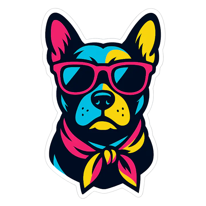 Animal Sticker Cool Dog with Sunglasses – Pop Art Cartoon - Master