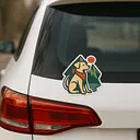 Camping Dog Animal Sticker – Dog with Bandana in Front of Mountains - Master