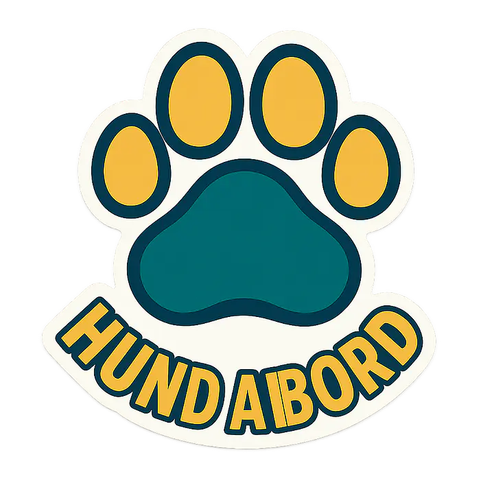 Pfote „HUND AN BORD“ – Tieraufkleber im bunten Grafikstil - Master