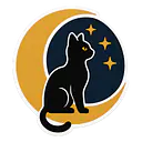 Schwarze Katze auf Mond – Tieraufkleber - Master