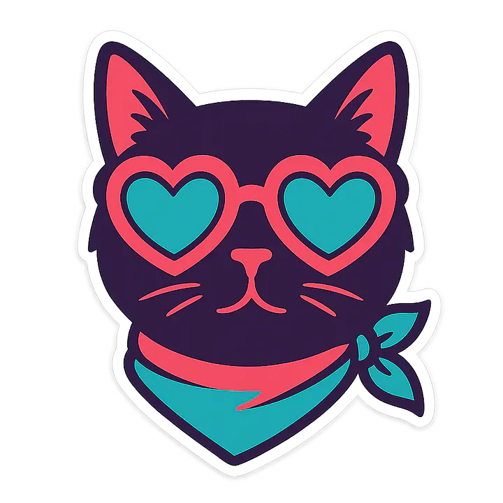 Coole Katze mit Sonnenbrille Tieraufkleber - Master