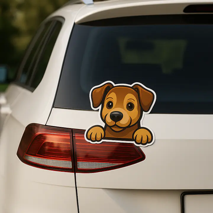 Neugieriger Hund – vollfarbiger Tieraufkleber fürs Auto - Master