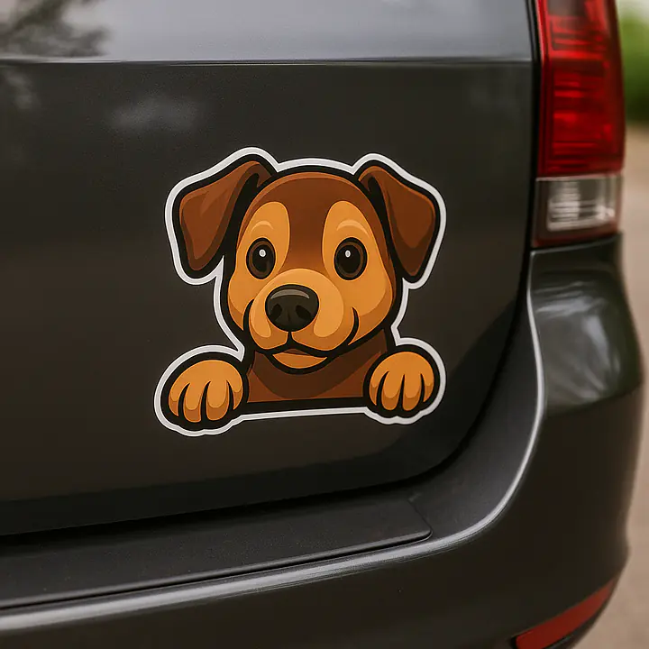 Neugieriger Hund – vollfarbiger Tieraufkleber fürs Auto - Master