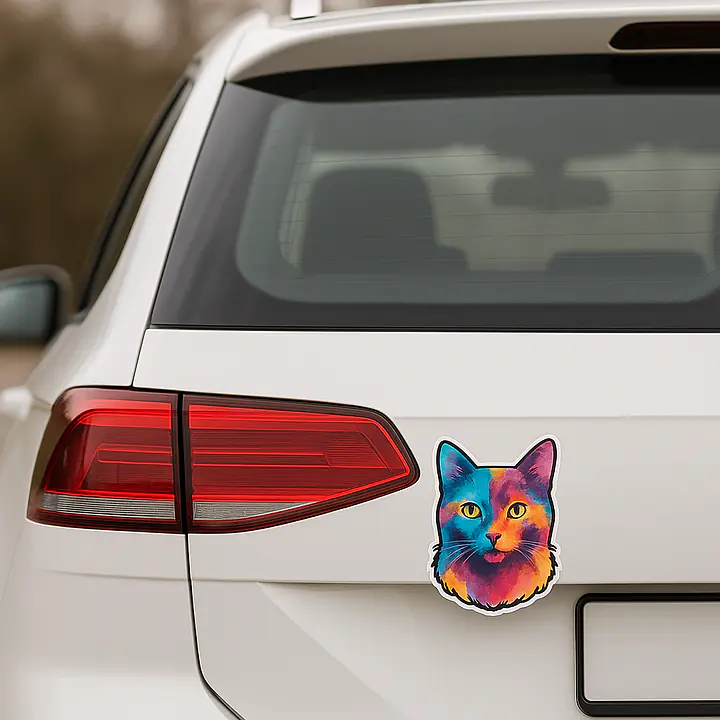 Colorful Cat Portrait – Animal Sticker in Watercolor Style - Master