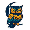 Colorful Owl Animal Sticker – Sitting Owl with Crescent Moon - Master