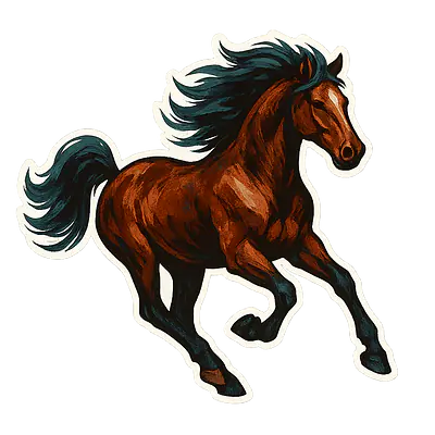 Galoppierendes Pferd Tieraufkleber – gemalte Illustration primary image