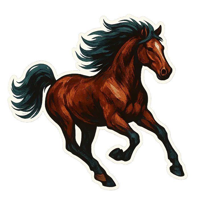 Galoppierendes Pferd Tieraufkleber – gemalte Illustration - Master