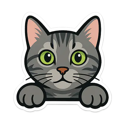 Neugierige Katze – vollfarbiger Tieraufkleber fürs Auto primary image