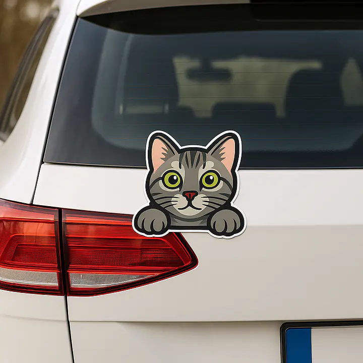 Neugierige Katze – vollfarbiger Tieraufkleber fürs Auto - Master