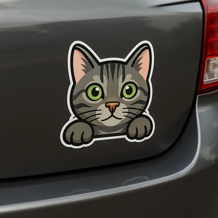 Neugierige Katze – vollfarbiger Tieraufkleber fürs Auto - Master