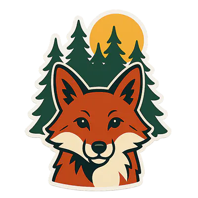Fuchs im Wald – vollfarbiger Tieraufkleber fürs Auto primary image