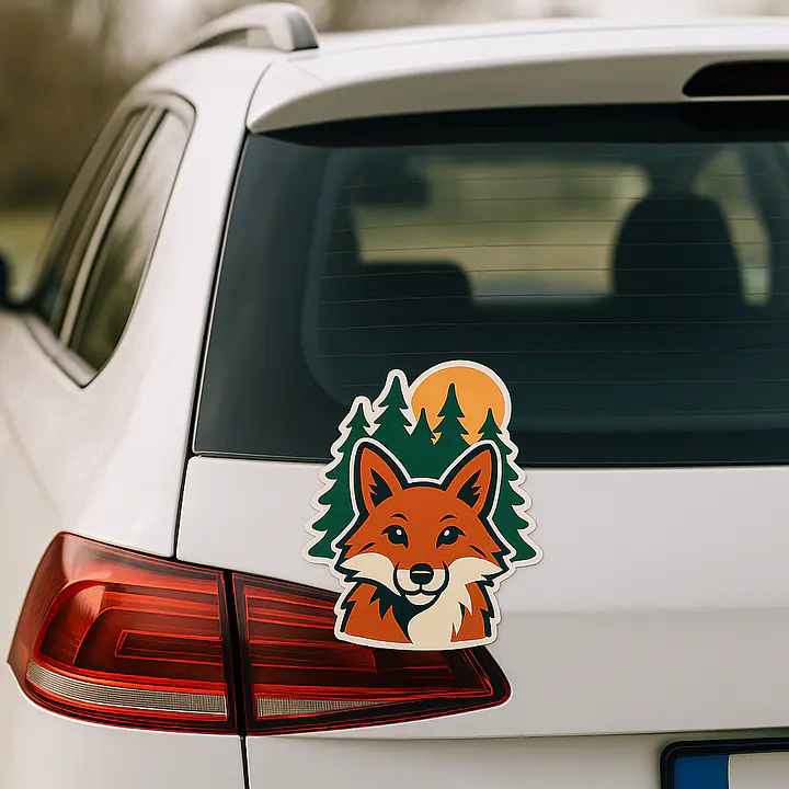 Fuchs im Wald – vollfarbiger Tieraufkleber fürs Auto - Master