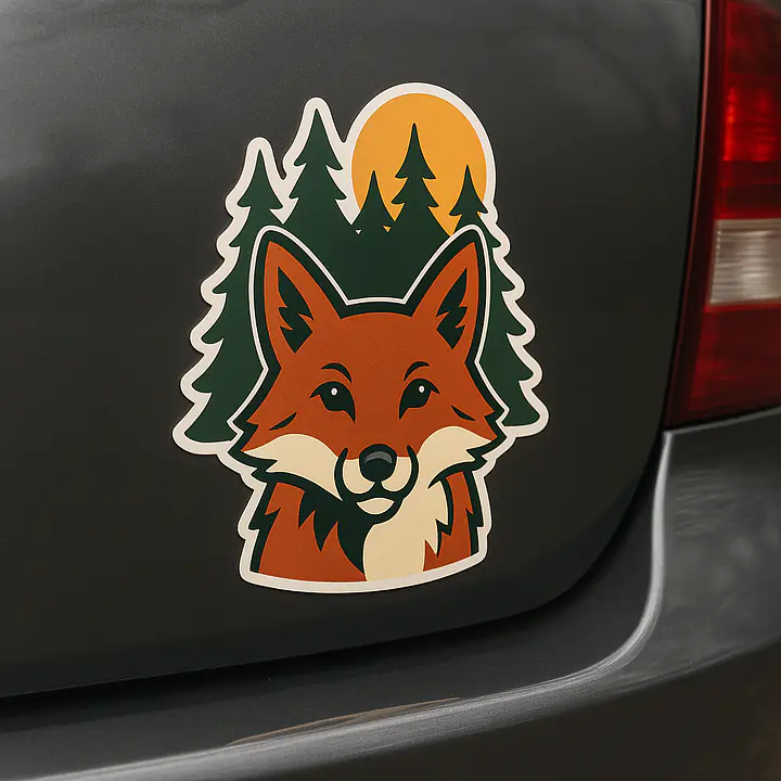 Fuchs im Wald – vollfarbiger Tieraufkleber fürs Auto - Master