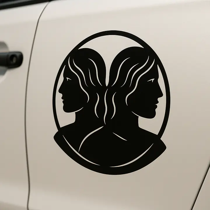 Gemini Illustrative Emblem Zodiac Sticker - Master