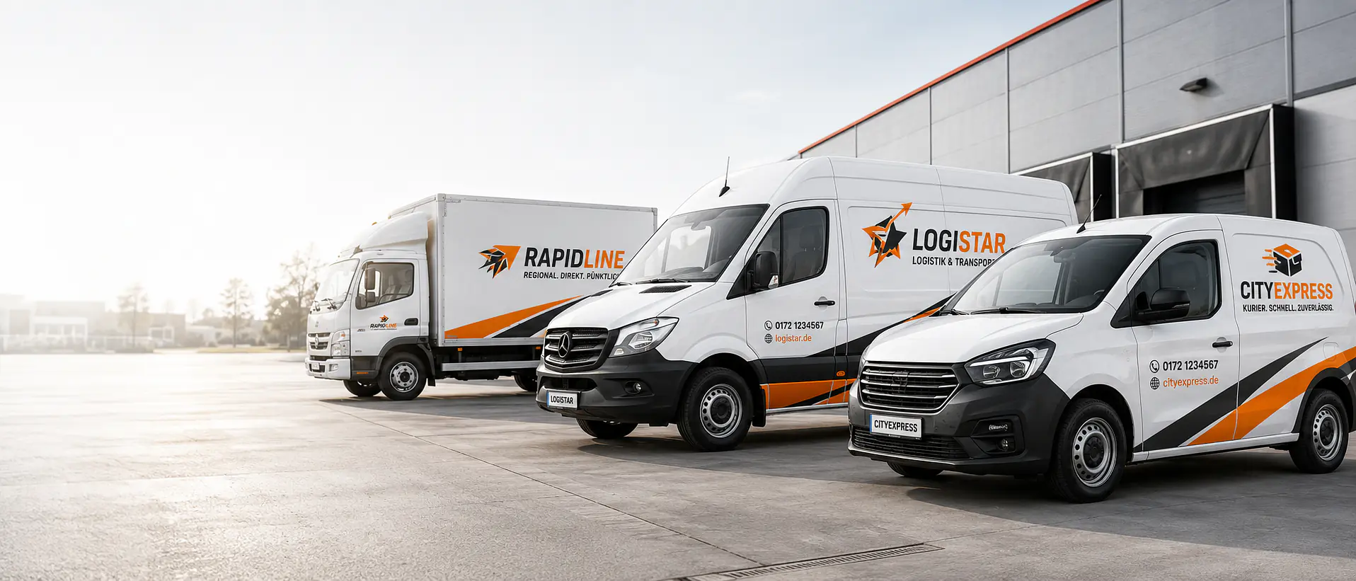 Delivery vehicle with brand lettering