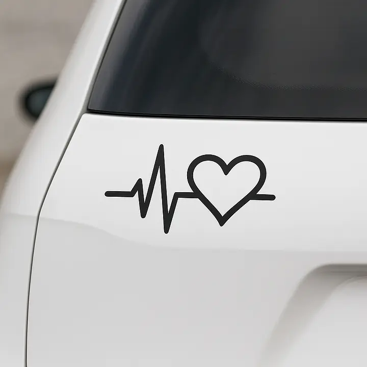 Heartbeat Heart Symbol Car Sticker - Master
