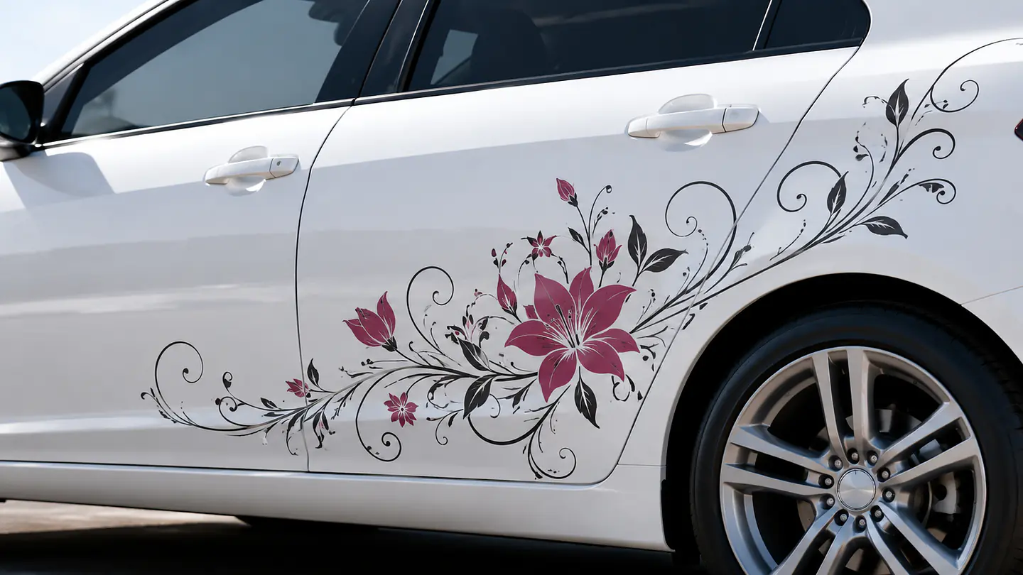 Florale Autoaufkleber mit Blumen und Pflanzen