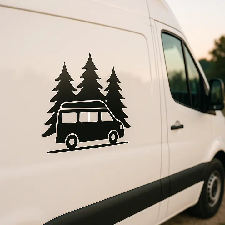 Camper in the Forest Camping Sticker - Master