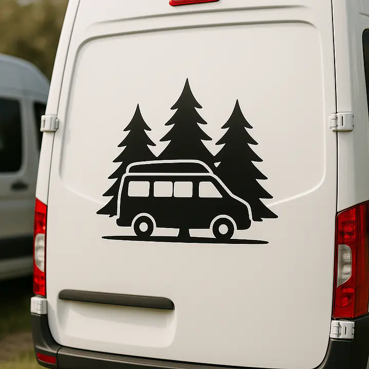 Camper in the Forest Camping Sticker - Master