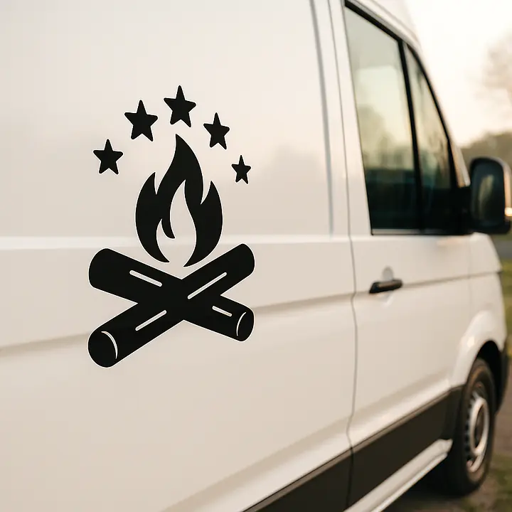 Lagerfeuer Nacht Camping Aufkleber - Master