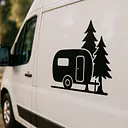 Wohnwagen unter Tannen Camping Aufkleber - Master