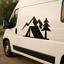 Zelt vor Bergen Camping Aufkleber - Master
