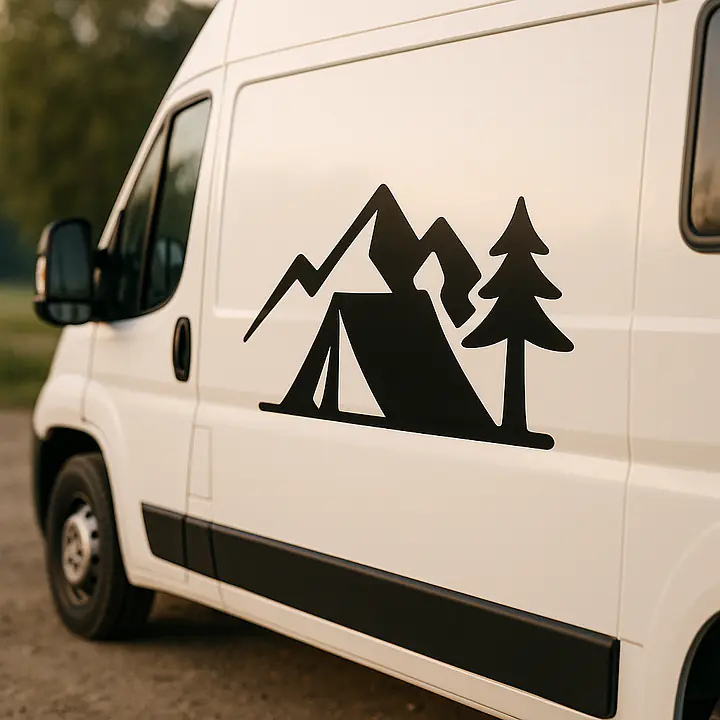 Zelt vor Bergen Camping Aufkleber - Master