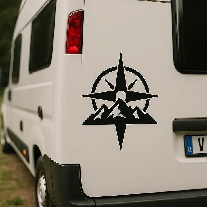 Bergkompass Camping Aufkleber - Master