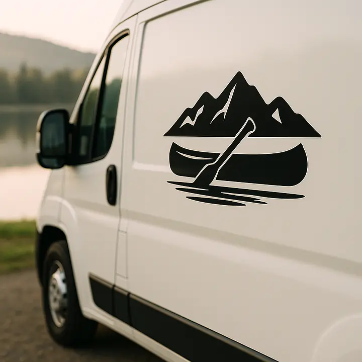Kanu am Bergsee Camping Aufkleber - Master