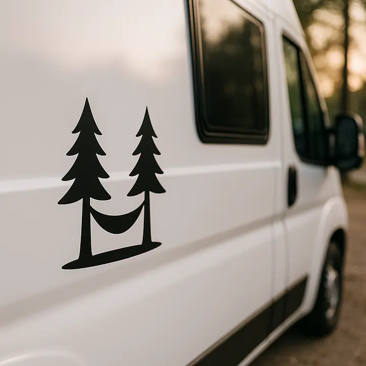 Hammock in the Forest Camping Sticker - Master