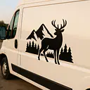 Deer and Mountains Camping Sticker - Master