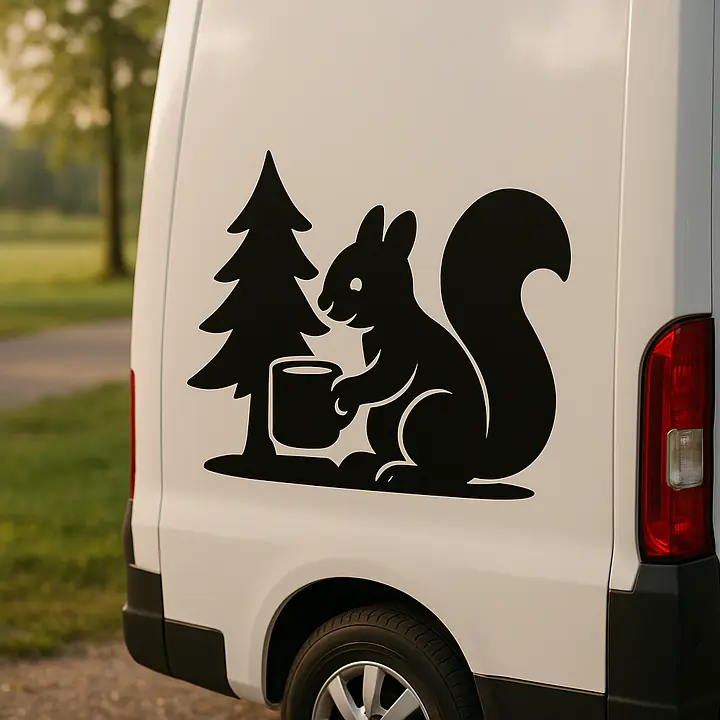 Eichhörnchen am Zeltplatz Camping Aufkleber - Master