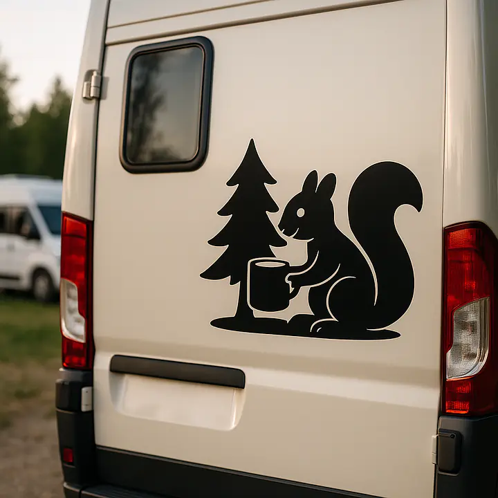 Eichhörnchen am Zeltplatz Camping Aufkleber - Master