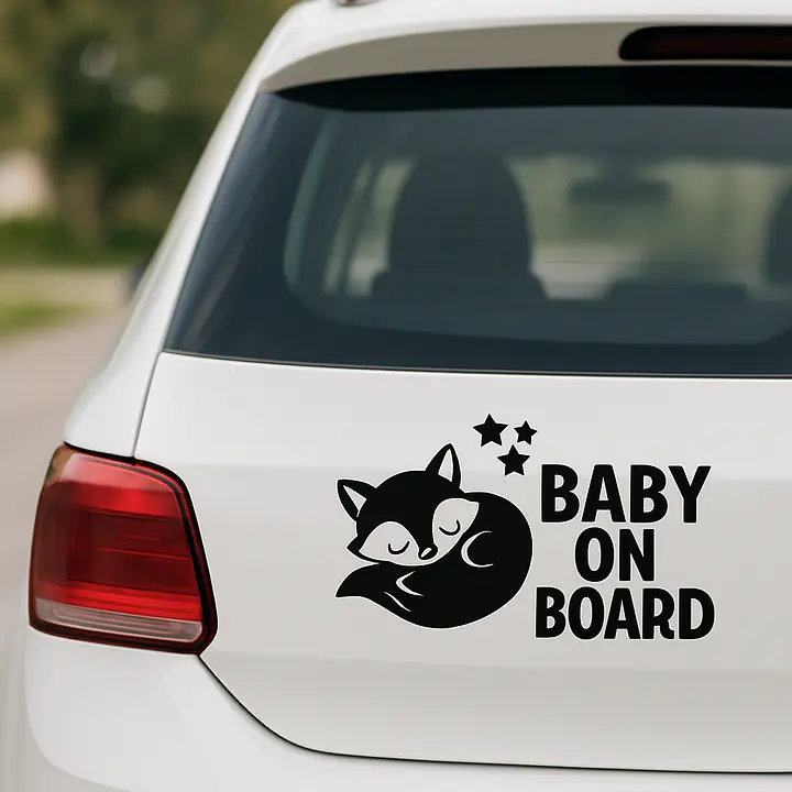 Sleeping Fox Baby on Board Sticker - Master