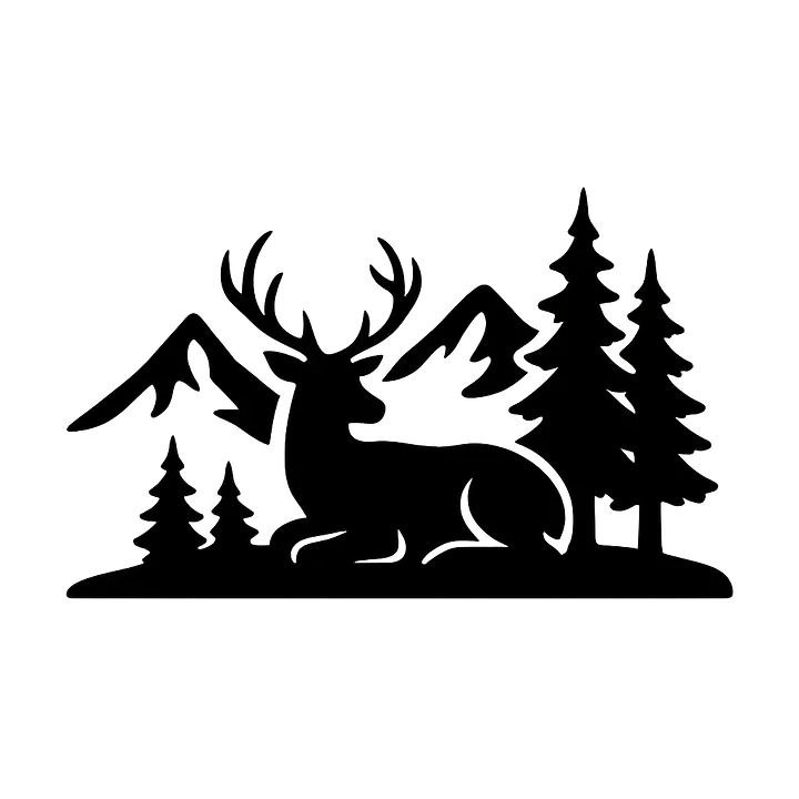 Deer in Mountain Landscape Car Sticker - Master