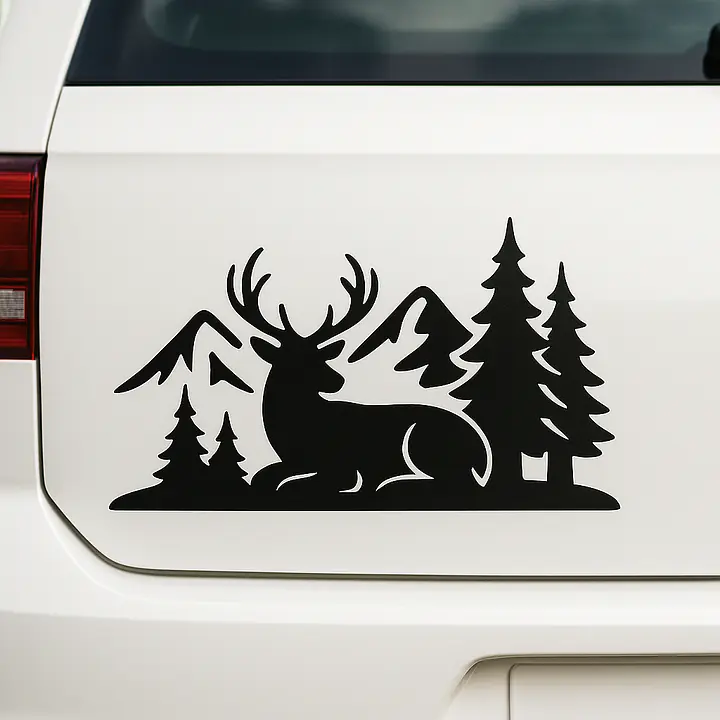 Deer in Mountain Landscape Car Sticker - Master