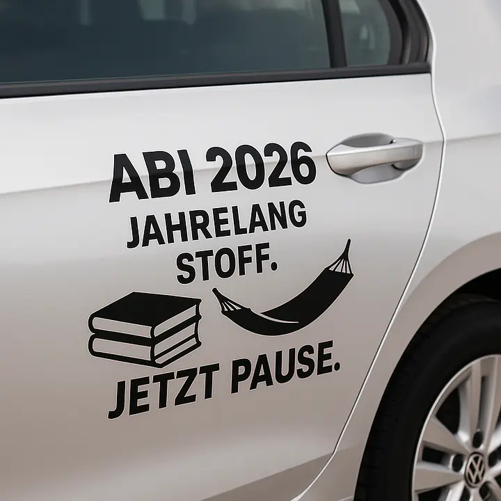 Abi Jahre voller Stoff – Autoaufkleber mit Spruch - Master