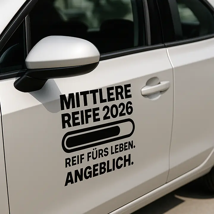 Mittlere Reife – Reif fürs Leben. Angeblich. Autoaufkleber - Master