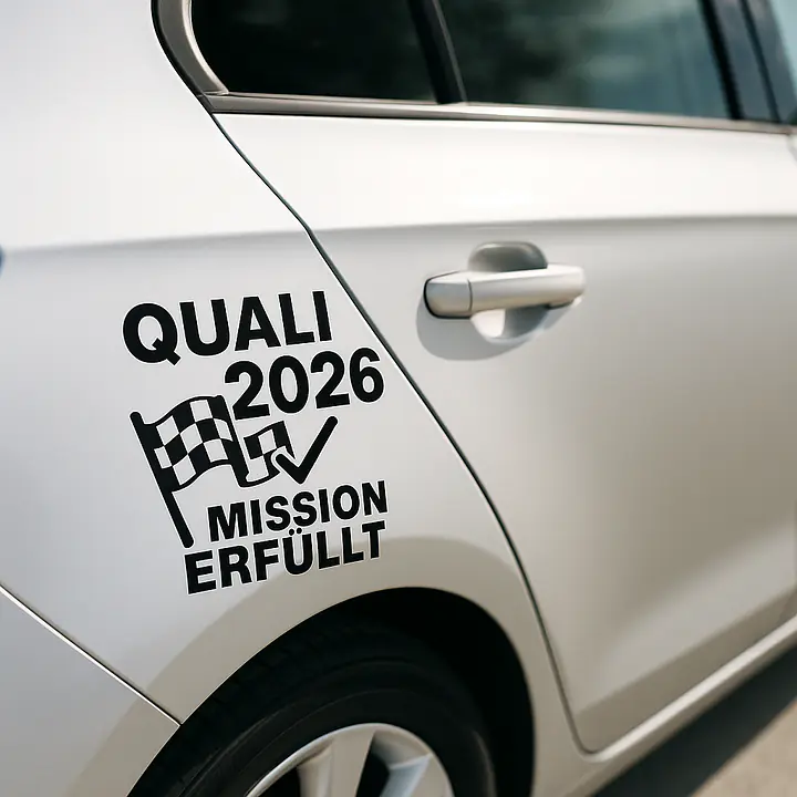 Quali Mission erfüllt Autoaufkleber - Master
