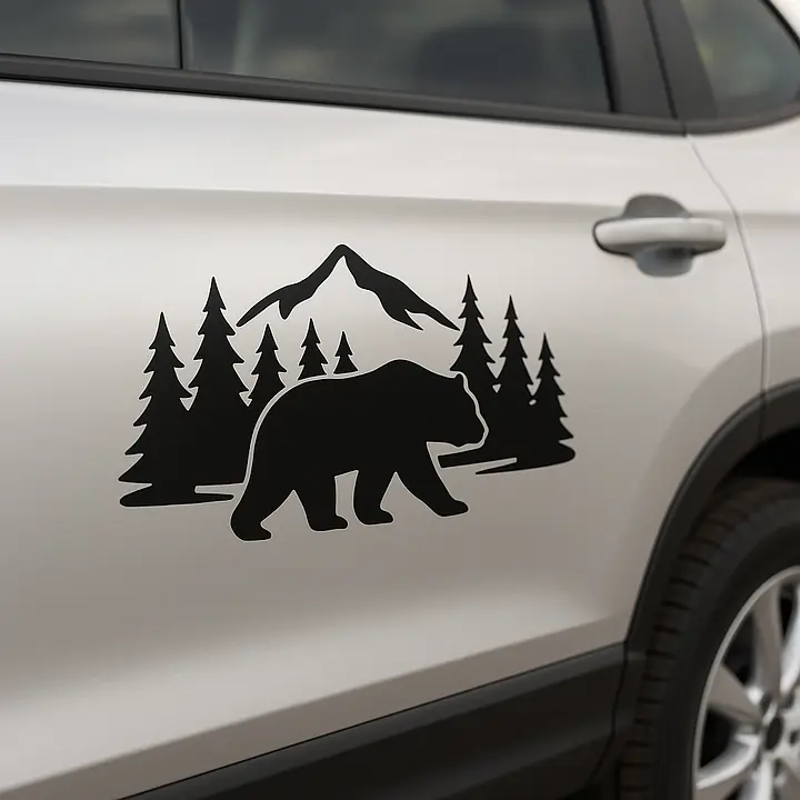 Bär im Bergwald Autoaufkleber - Master